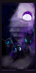 Size: 1565x3122 | Tagged: safe, artist:ptolemaiosls, oc, oc only, oc:nyx, alicorn, pony, fanfic:past sins, alicorn oc, book, fanfic art, female, filly, glasses, headband, nightmare nyx