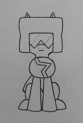 Size: 1202x1776 | Tagged: safe, artist:rainygirl3100, earth pony, pony, female, fusion, garnet (steven universe), mare, monochrome, ponified, solo, steven universe