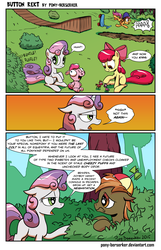 Size: 2025x3150 | Tagged: safe, artist:pony-berserker, apple bloom, big macintosh, button mash, cheerilee, pinkie pie, scootaloo, sweetie belle, earth pony, pony, g4, anti-shipping, artist is a duck, buttonbuse, comic, comments locked down, cutie mark crusaders, dialogue, frown, gaming heresy, helmet, heresy, heresy of the ages, high res, i can't believe it's not idw, male, mouthpiece, now kiss, op is a duck, op started shit, open mouth, out of character, raised hoof, sad, scooter, ship:sweetiemash, shipper on deck, shipping, shipping denied, slice of life, stallion, straight, sweetie belle hates button