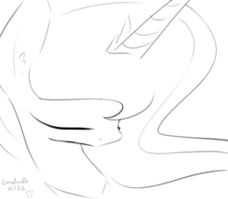 Size: 1176x1024 | Tagged: safe, artist:darkflame75, princess luna, lunadoodle, g4, female, monochrome, solo