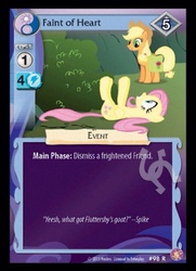 Size: 640x882 | Tagged: safe, enterplay, applejack, fluttershy, absolute discord, g4, my little pony collectible card game, card, ccg, fainting goat, watermark