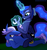 Size: 1500x1600 | Tagged: safe, artist:ponyecho, princess luna, oc, oc:azure night, g4, azuna, braid, canon x oc, grumpy, happy, magic, necklace, night, pouting, show accurate, sitting on pony