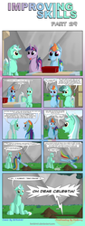 Size: 2480x6585 | Tagged: safe, artist:bcrich40, lyra heartstrings, rainbow dash, twilight sparkle, pegasus, pony, unicorn, comic:improving skills, g4, blushing, comic, dialogue, female, hammer, implied poop, implied scat, implied urine, improving skills, mare, mouth hold, sitting, unicorn twilight