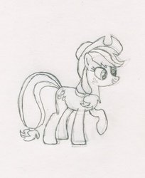 Size: 1037x1273 | Tagged: safe, artist:j4m35c, applejack, g4, female, monochrome, solo, traditional art