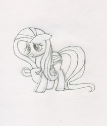 Size: 1081x1277 | Tagged: safe, artist:j4m35c, fluttershy, g4, female, monochrome, solo, traditional art