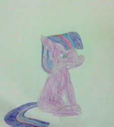 Size: 865x959 | Tagged: dead source, safe, artist:anonimo17, twilight sparkle, g4, background pony strikes again, blank flank, race swap, simple background, traditional art