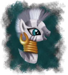 Size: 1800x2000 | Tagged: safe, artist:doathokjir, zecora, zebra, g4, bust, female, neck rings, profile, solo