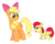 Size: 2480x1962 | Tagged: dead source, safe, artist:comfydove, apple bloom, applejack, g4, accessory theft, apple bloom's bow, blushing, simple background, transparent background, vector