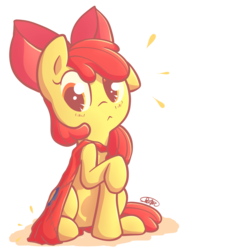Size: 1200x1250 | Tagged: safe, artist:spikedmauler, apple bloom, earth pony, pony, g4, adorabloom, cape, clothes, cmc cape, cute, female, simple background, solo, transparent background