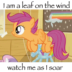 Size: 250x250 | Tagged: safe, edit, edited screencap, screencap, scootaloo, pegasus, pony, bloom & gloom, g4, animated, balloon rainbow dash, cute, cutealoo, female, firefly (series), flying, loop, lucid dreaming, nyan dash, papyrus, scootaloo can fly, serenity, this will end in tears, too soon