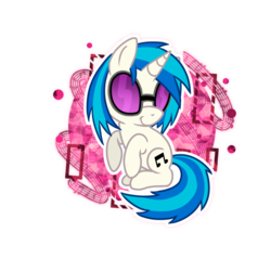 Size: 1024x1024 | Tagged: safe, artist:kazziepones, dj pon-3, vinyl scratch, g4, chibi, cute, female, simple background, solo, transparent background, vinylbetes