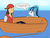 Size: 1000x767 | Tagged: safe, artist:empyu, sonata dusk, human, siren, equestria girls, g4, blue skin, boat, duo, ear fins, high ponytail, jack sparrow, oar, ocean, pirate, ponytail, rowboat, sailor, sirens doing siren things, sonataco, water