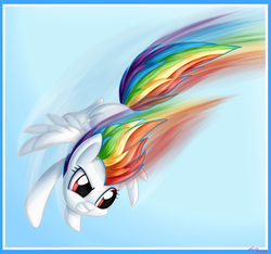 Size: 5240x4900 | Tagged: safe, artist:artoftheghostie, rainbow dash, g4, absurd resolution, blurry, commission, female, flying, solo