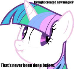 Size: 1090x1024 | Tagged: safe, princess celestia, twilight sparkle, g4, liar face, liarlestia, liarpony, recolor, scrunchy face, text