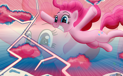 Size: 1300x800 | Tagged: safe, artist:chargingturtle, pinkie pie, g4, female, lightning, solo, zoom layer