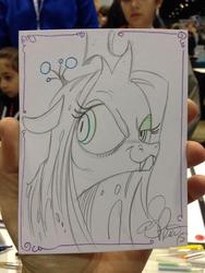 Size: 875x1166 | Tagged: safe, artist:andy price, queen chrysalis, g4, female, monochrome, solo, traditional art