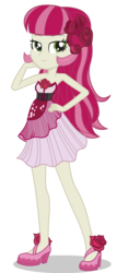 Size: 625x1458 | Tagged: safe, artist:negasun, roseluck, equestria girls, g4, bare shoulders, clothes, dress, female, simple background, solo, transparent background