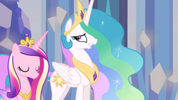 Size: 1366x768 | Tagged: safe, screencap, princess cadance, princess celestia, equestria girls, g4, my little pony equestria girls