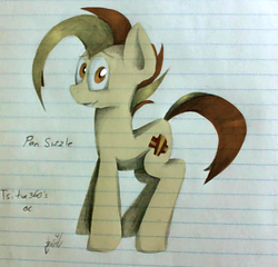 Size: 591x567 | Tagged: safe, artist:befishproductions, oc, oc only, oc:pan sizzle, lined paper, signature