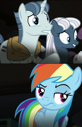 Size: 925x1440 | Tagged: safe, screencap, night glider, party favor, rainbow dash, sugar belle, g4, my little pony: friendship is magic, the cutie map, equalized mane, exploitable, exploitable meme, meme, raised eyebrow, template, that seems extreme