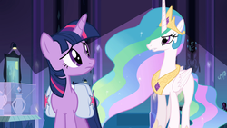 Size: 1366x768 | Tagged: safe, screencap, princess celestia, twilight sparkle, equestria girls, g4, female, solo