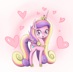 Size: 1770x1740 | Tagged: dead source, safe, artist:beefcrow, princess cadance, pony, g4, cute, female, heart, looking at you, open mouth, solo, watermark