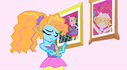 Size: 821x454 | Tagged: safe, artist:berrypunchrules, pinkie pie, oc, oc:tangerine tropics, equestria girls, g4, 80s, 80s hair, picture frame, ponysona