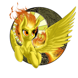 Size: 900x900 | Tagged: safe, artist:aphexangel, spitfire, ask stalkerloo, g4, female, mane of fire, modern art, nouveau, solo, spitfiery