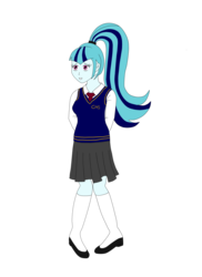 Size: 1280x1760 | Tagged: safe, artist:infinityr319, sonata dusk, equestria girls, g4, clothes, female, flat colors, school uniform, schoolgirl, shy, simple background, solo, transparent background