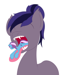 Size: 3300x3877 | Tagged: safe, artist:ponypops, oc, oc only, oc:gyro tech, oc:inky, bat pony, pony, unicorn, butt, fetish, gynky, hair bun, high res, imminent vore, mawshot, micro, plot