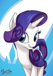 Size: 955x1351 | Tagged: safe, artist:mysticalpha, rarity, g4, cute, female, looking at you, raribetes, smiling, solo
