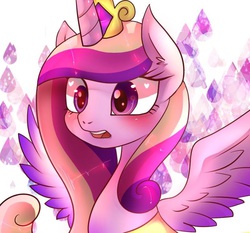 Size: 800x745 | Tagged: safe, artist:hosikawa, princess cadance, alicorn, pony, g4, abstract background, bust, female, pixiv, solo, spread wings, wings