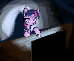 Size: 1600x1320 | Tagged: safe, artist:legendarymemory, twilight sparkle, g4, computer, female, sleepy, solo