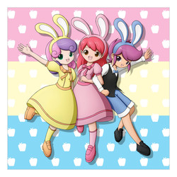 Size: 1200x1200 | Tagged: safe, artist:jdan-s, apple bloom, scootaloo, sweetie belle, human, g4, adorabloom, clothes, cute, cutealoo, cutie mark crusaders, diasweetes, dress, humanized, kors k, wuv u