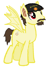 Size: 456x660 | Tagged: safe, artist:fireface82, oc, oc only, oc:zacharias, bat pony, pony, beanie, beard, fangs, hat, luffyiscool, solo, the offspring, youtuber