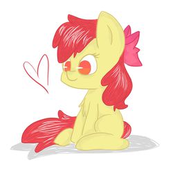 Size: 2960x2893 | Tagged: safe, artist:liliana362, apple bloom, g4, adorabloom, chibi, cute, female, heart, high res, sitting, solo