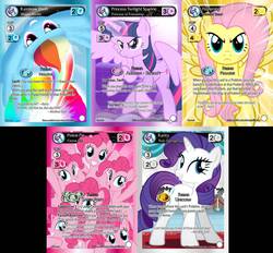 Size: 1400x1301 | Tagged: safe, artist:lamia, fluttershy, pinkie pie, rainbow dash, rarity, twilight sparkle, alicorn, pony, g4, my little pony collectible card game, card, ccg, fake, female, mare, twilight sparkle (alicorn)