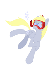 Size: 761x1026 | Tagged: safe, artist:nun2artzy, derpy hooves, pegasus, pony, g4, bubble, dive mask, female, flowing tail, folded wings, mare, simple background, solo, swimming, tail, transparent background, underwater, water, wings