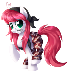 Size: 1024x1061 | Tagged: safe, artist:xnightmelody, oc, oc only, oc:ceri, earth pony, pony, clothes, earth pony oc, heart, solo, wrench