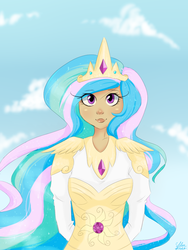 Size: 900x1200 | Tagged: safe, artist:silbersternenlicht, princess celestia, human, g4, female, humanized, solo