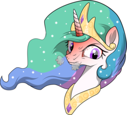 Size: 2497x2261 | Tagged: safe, artist:amberpendant, artist:kas92, princess celestia, alicorn, pony, g4, angry, bloodshot eyes, blushing, bust, colored, female, high res, looking at you, mare, portrait, reaction image, simple background, solo, transparent background