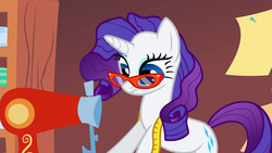 Size: 1366x768 | Tagged: safe, screencap, rarity, g4, suited for success, female, messy mane, solo