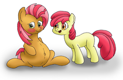 Size: 2599x1685 | Tagged: safe, artist:seenty, apple bloom, babs seed, g4, belly, older, pregnant