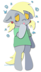 Size: 509x901 | Tagged: safe, artist:matteglaze, derpy hooves, pony, g4, bipedal, blushing, bottomless, clothes, female, pigtails, ponytail, simple background, sleepy, solo, transparent background