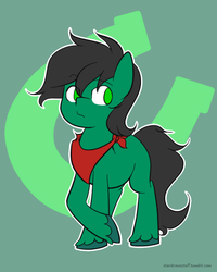 Size: 540x675 | Tagged: safe, artist:star, oc, oc only, oc:green hoof, pony, bio, male, neckerchief, stallion