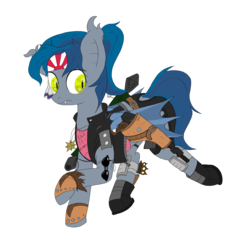 Size: 2500x2500 | Tagged: safe, artist:codras, oc, oc only, oc:mosina, bat pony, pony, bandana, battletech, clothes, cosplay, costume, crossover, elvis presley, gun, high res, holster, knife, messy mane, necklace, panzerfaust, recoilless rifle, rhonda snord, rising sun, simple background, solo, sunglasses, transparent background