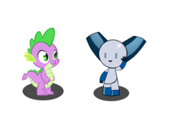 Size: 3600x2600 | Tagged: dead source, safe, artist:krahen12347, spike, dragon, robot, g4, crossover, duo, duo male, high res, male, robotboy, robotboy (character)