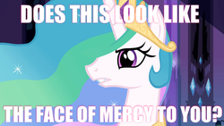 Size: 640x360 | Tagged: safe, edit, edited screencap, screencap, princess celestia, equestria girls, g4, my little pony equestria girls, face of mercy, female, image macro, meme, solo