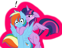 Size: 1280x994 | Tagged: safe, artist:ambris, artist:riole123, rainbow dash, twilight sparkle, alicorn, pony, g4, backwards cutie mark, blushing, ear bite, female, lesbian, mare, ship:twidash, shipping, simple background, transparent background, twilight sparkle (alicorn)