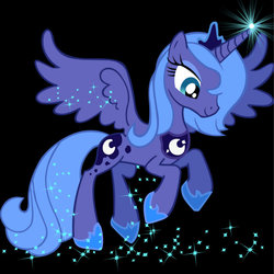 Size: 800x800 | Tagged: safe, artist:momo-chan14, princess luna, alicorn, pony, g4, female, magic, mare, s1 luna, solo, sparkles